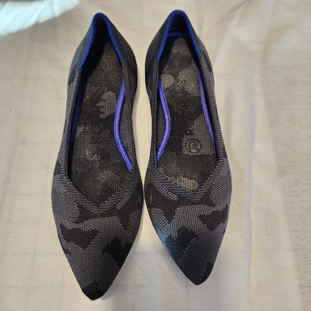 Rothy's Black Camouflage Pointy Toe Flats